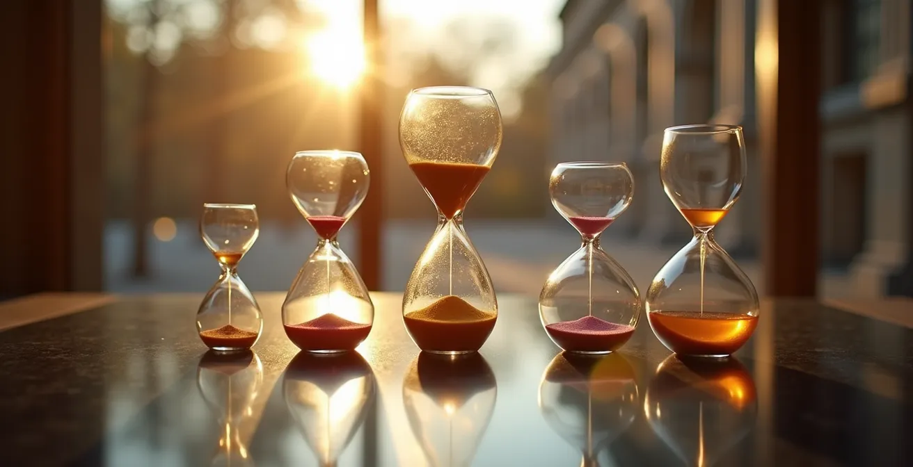 Abstract visualization of visitor flow patterns throughout the week with varying density