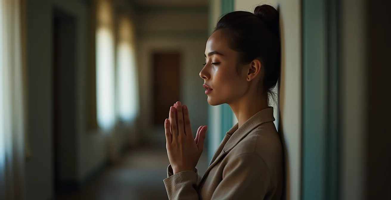 Actor centering themselves moments before entering audition room