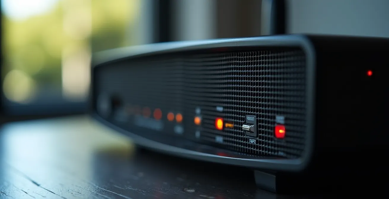 Close-up of router configuration setup for streaming prioritization