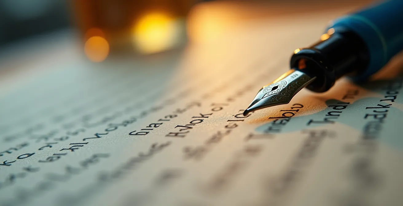 Macro shot of handwritten translation notes showing the unique style patterns of different translators